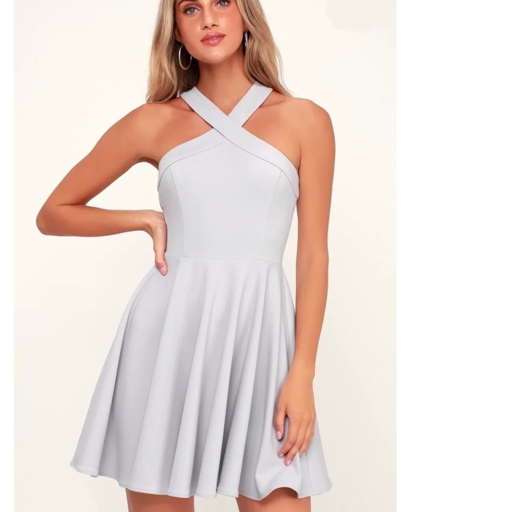 NEW Lulus Large The Way You Look Tonight Halter Skater Dress ~ Formal Wedding